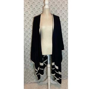 Women’s Ralph Lauren Black and White Long Poncho Sweater